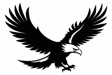 flying bald eagle black and white silhouette vector