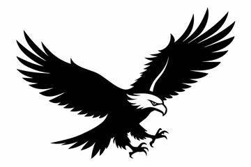 Obraz premium flying bald eagle black and white silhouette vector