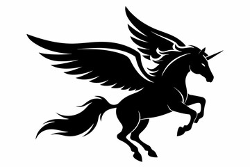 Fototapeta premium flying pegasus vector silhouette winged horse