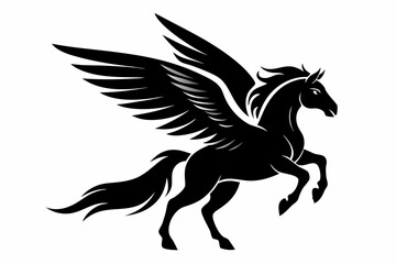 Fototapeta premium flying pegasus vector silhouette winged horse