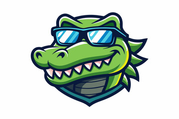 Obraz premium funny crocodile head with nice sunglasses