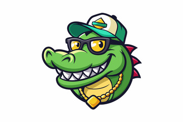 Obraz premium funny crocodile head with nice sunglasses