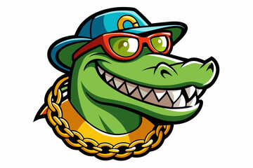 funny crocodile head with nice sunglasses