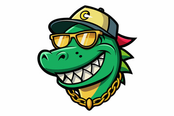 funny crocodile head with nice sunglasses