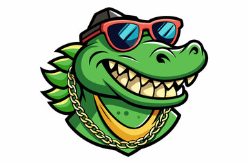 funny crocodile head with nice sunglasses