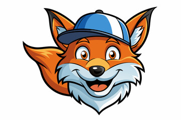 funny fox head with cap logo vector