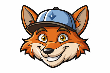 funny fox head with cap logo vector
