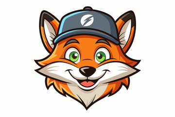 funny fox head with cap logo vector