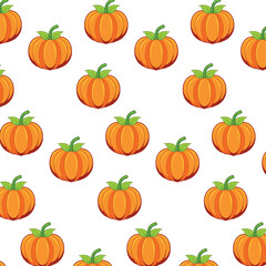 Seamless pattern with yellow pumpkins