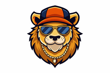 funny lion head with nice sunglasses