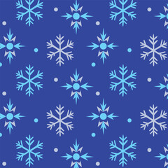 Seamless vector winter Christmas pattern with various snowflakes
