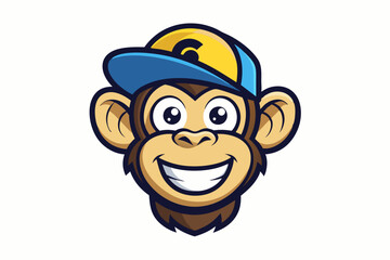 funny monkey head with sunglasses and cap