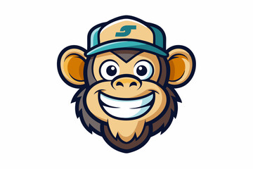 funny monkey head with sunglasses and cap