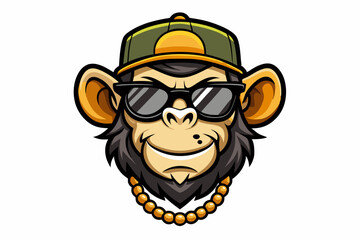 funny monkey head with sunglasses and cap