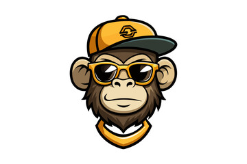 funny monkey head with sunglasses and cap