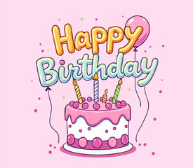 birthday cake illustration happy birthday