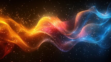 Fototapeta premium Luminous Strands of Light in a Dark Abstract Composition