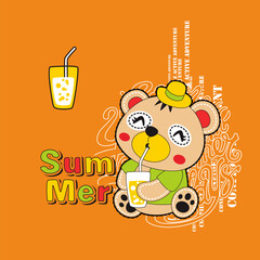 Cute bear cartoon relaxing time, Flat Vector Illustration