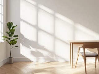 Interior with desk, chair, and plant
