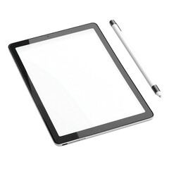 tablet with stylus isolated on white background