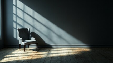 Wingback chair sits in a room illuminated by sunlight