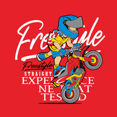  Cartoon motorbike freestyle, Flat Vector Illustration