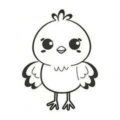 Obraz premium Hand draw chicken clipart in black and white cute animal design simple graphics