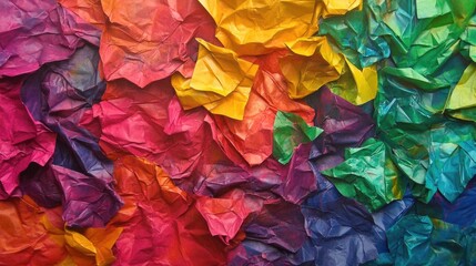 Colorful Crumpled Paper Background in Vibrant Tones for Creative Projects and Artistic Designs
