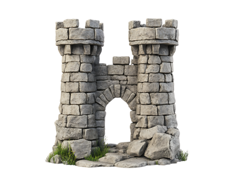 ancient defence stone tower on Transparent Background 