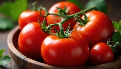 Luscious red tomatoes, tightly clustered, vibrant hues , juicy, garden, ingredient