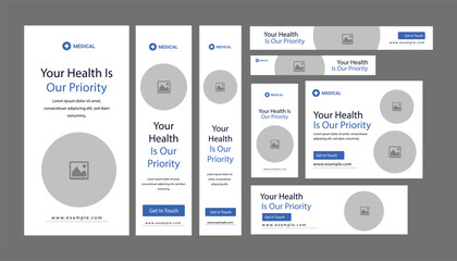 Medical healthcare service Social Media Post Template, hospital clinic promotion web banner, medical social media post, business promotion banner for doctor, medical social media post set