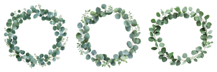 Different wreath frames isolated on transparent background. PNG , se of