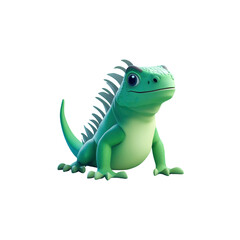 Fototapeta premium Adorable 3D Render of a Green Iguana, Cartoon Reptile Character