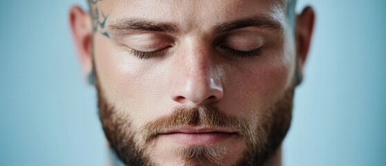 Obraz premium Man with eyes closed and beard