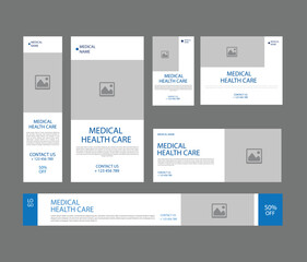 Medical healthcare service Social Media Post Template, hospital clinic promotion web banner, medical social media post, business promotion banner for doctor, medical social media post set