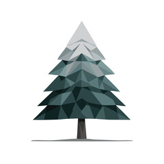 Fototapeta premium Vector Geometric Christmas Tree in Low Poly Art Style with Sharp Triangular Shapes and a Minimalist Monochromatic Design