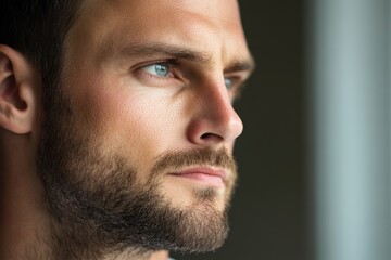 Fototapeta premium Pensive man looks away