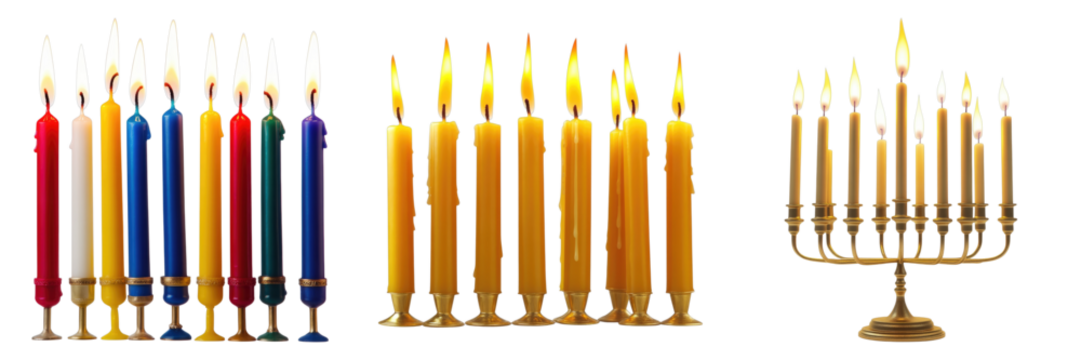 Hanukkah candles isolated on transparent background. PNG , se of