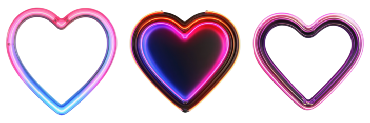 Neon heart isolated on transparent background. PNG , se of