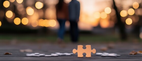 Couple looking at puzzle pieces