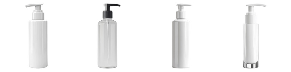 Plastic cosmetic bottle with dispense isolated on transparent background. PNG , se of