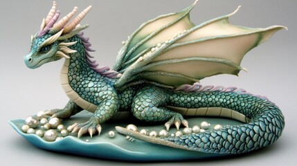 Fototapeta premium Fantasy Dragon Sculpture, Pearl Base