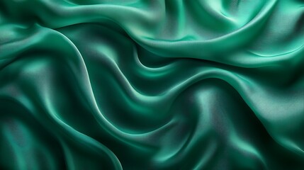 Obraz premium A silky texture in shades of deep forest green and soft mint, with intricate patterns of light and shadow that create a natural, calming effect,