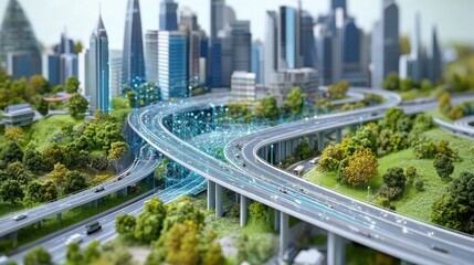 City highway model, digital overlay