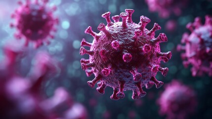 Microscopic representation of a coronavirus viral particle with spikes