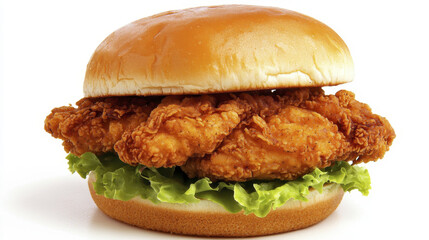 Delicious fried chicken sandwich with crispy coating and fresh lettuce