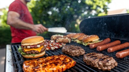 Father's day backyard grilling celebration home food photography outdoor close-up family bonding