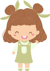 A smiling girl in an earthy setting, representing her love for the planet and global environmental awareness, embodying the importance of nature conservation and sustainable living.