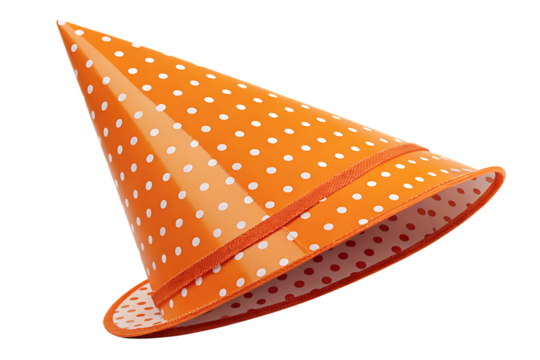 Orange Polka Dot Party Hat – Isolated PNG on Transparent Background
