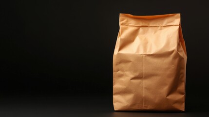 Paper bag on black background